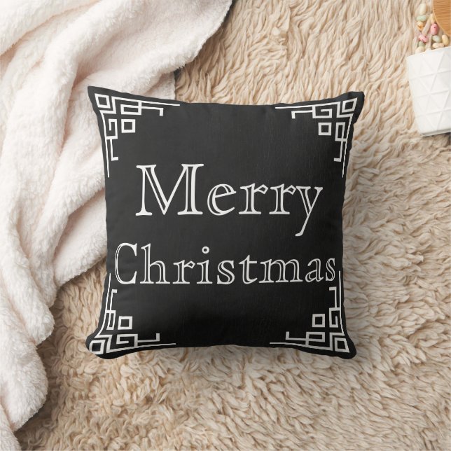 Almofada Lousa Preta Redemoinho Branco Feliz Natal (Cobertor)