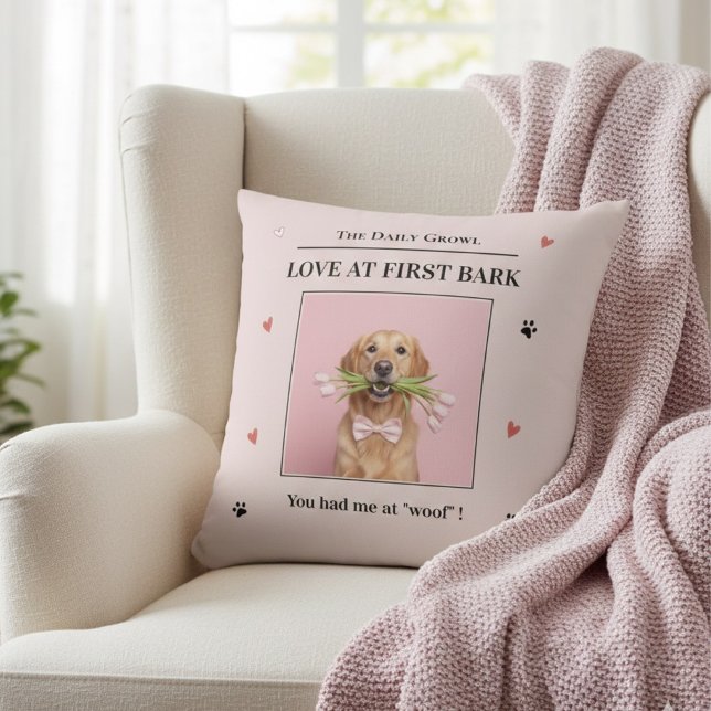 Almofada Love at First Bark Personalized Dog Custom (Criador carregado)