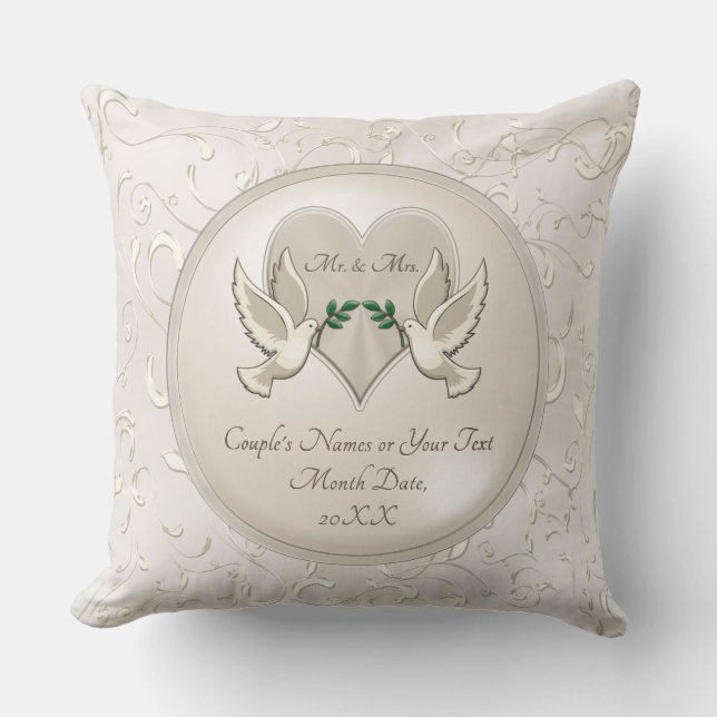 Almofada Love Birds Heart Personalizou Sr. e Sra. Travessei (Frente)