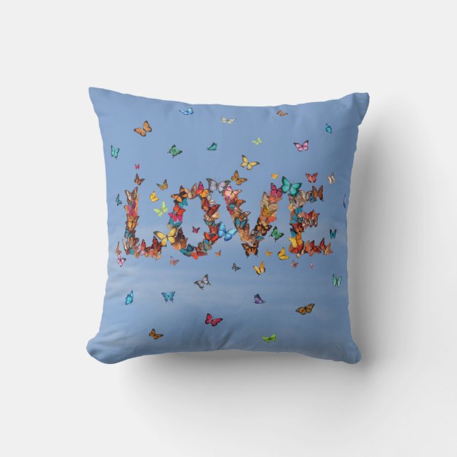 Almofada LOVE Blue Sky Butterflies | Inspirational Hope Joy (Frente)