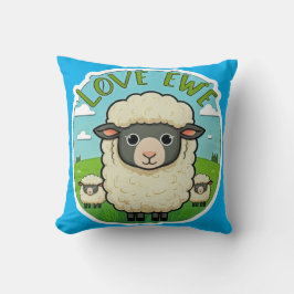 Almofada Love Ewe Cute Sheep Pun Heart Animal Artwork