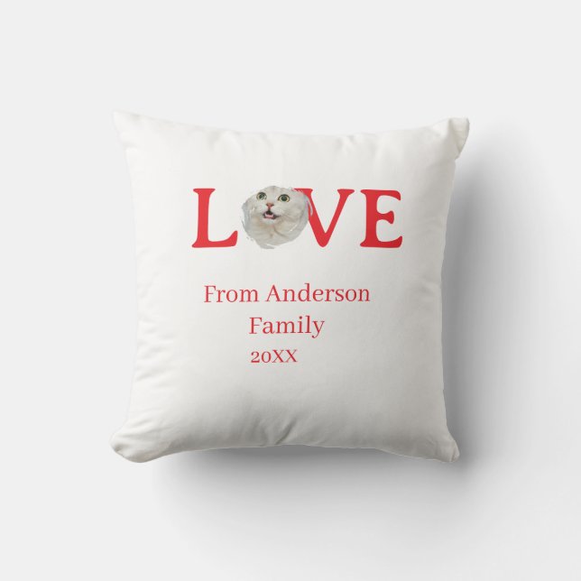 Almofada Love holidays cat photo pet family name bold lette (Frente)