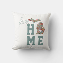 Almofada Love Home State Of Michigan With Poppies Floral