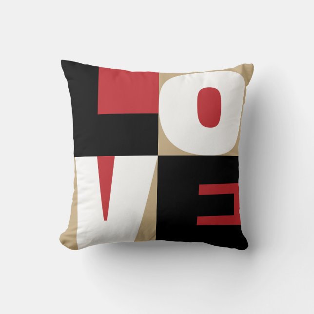 Almofada Love Red Black Dourado Clean-Cut Letter Art Design (Frente)