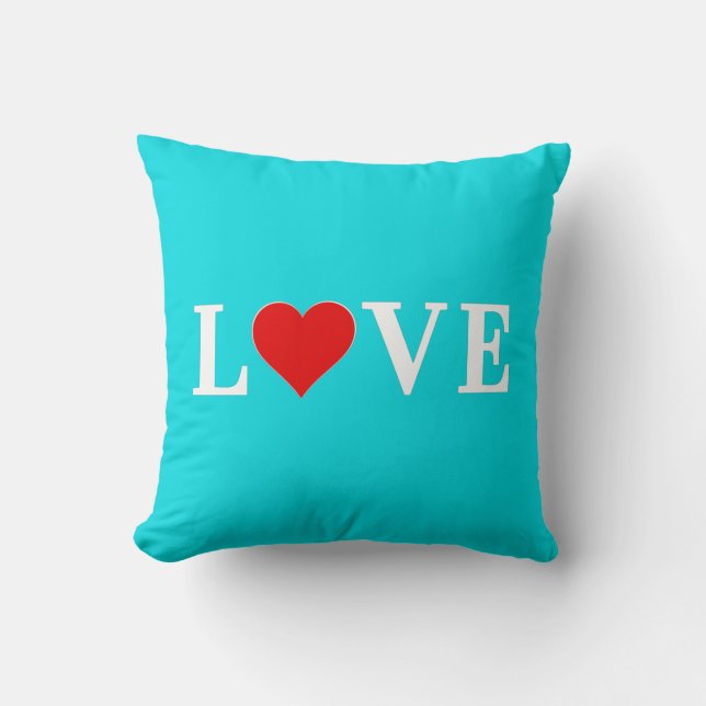 Almofada LOVE Turquoise Blue Aqua Blue Modern Chic Elegante (Frente)