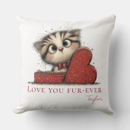 Almofada Love You Fur-Ever Cute Cat Throw Pillow