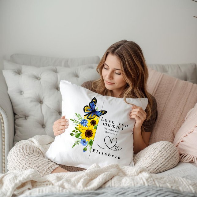 Almofada Love You Mummy Personalized Floral Throw Pillow (Criador carregado)