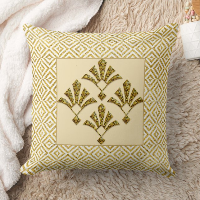 Almofada Lovely Gold Art Deco Motif Cushion. (Cobertor)