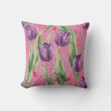 Lovely, Purple,Shocking Pink Tulip Flowers Pattern