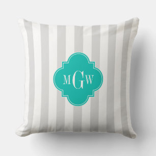 Almofada Lt Gray White Stripe Azul-marinho Quatrefoil 3 Mon