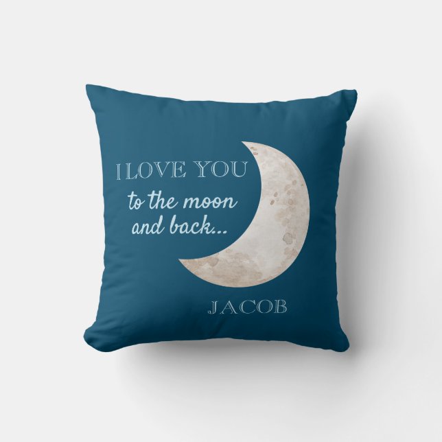 Almofada Lua Azul Marinho Amor por Você até a Lua (Frente)