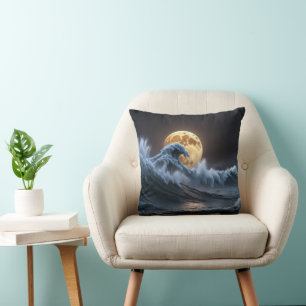 Almofada Lua Cheia Na Onda Oceânica