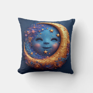 Almofada Lua Crescente Caprichosa com Rosto Sorridente