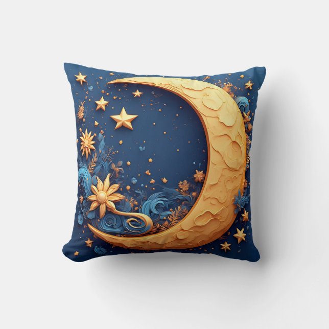 Almofada Lua Crescente Dourada Decorativa (Frente)
