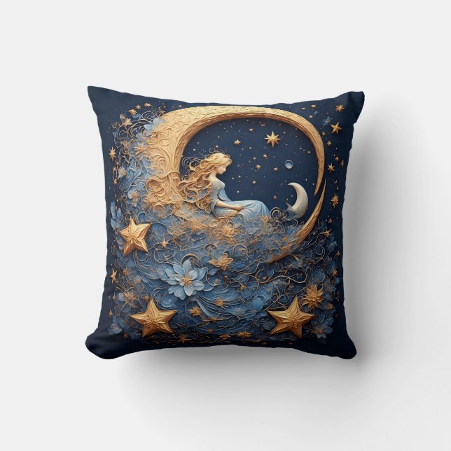 Almofada Lua Crescente Dourada Decorativa (Frente)
