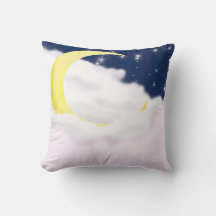 Lua Crescente em Nuvens Macias Travesseiro
