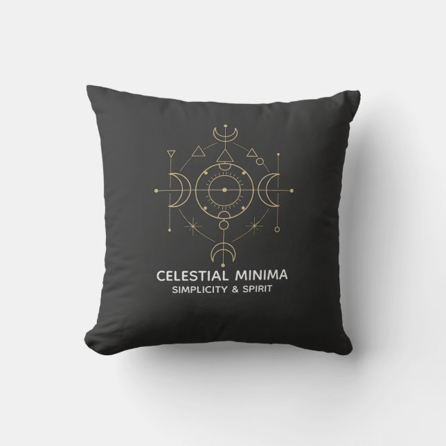 Almofada Lua Crescente Mínima e Arte Linear do Sol | Estilo (Frente)