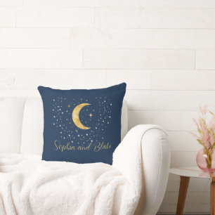 Almofada Lua Crescente Noite Estrelada