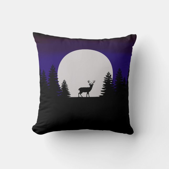 Almofada Lua de inverno travesseiro decorativo com veado (Frente)