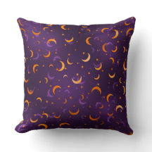 Lua e Estrelas de Ouro Roxo de Algodão Halloween