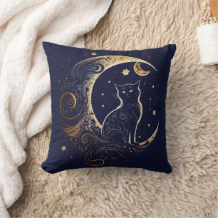 Almofada Lua Gata Mística - Presente Celestial