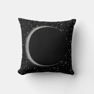 Almofada Lua Mágica Celestial Preto e Prata Estrelas Lunare