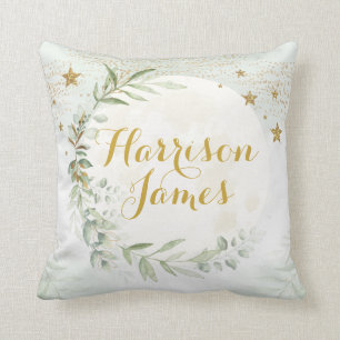 Almofada Lua Mágica e Estrelas Neto Dourado Verde