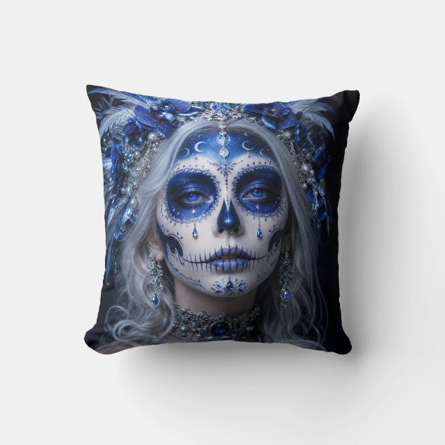 Almofada Lua Safira Calavera – Azul Celestial (Frente)