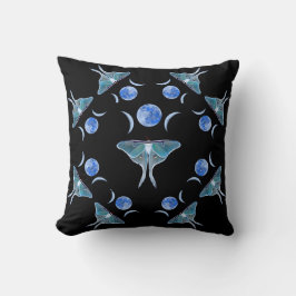 Almofada Lua tripla de Luna Moth a preto