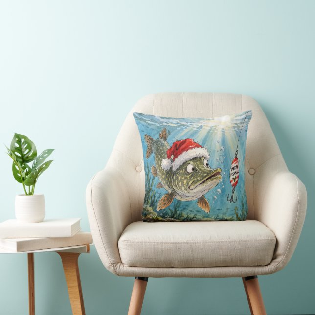 Almofada Lúcio-do-norte com chapéu de Papai Noel (Cadeira)