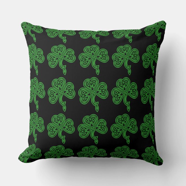 Almofada Lucky Celtic Shamrock Green & Black Travesseiro de (Frente)