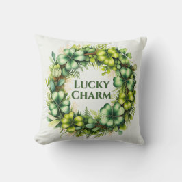 Almofada Lucky Charm Shamrock Wreath Throw Pillow