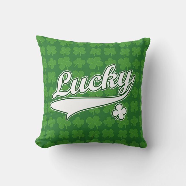 Almofada Lucky, Green/White 4 Folha de Folha (Frente)