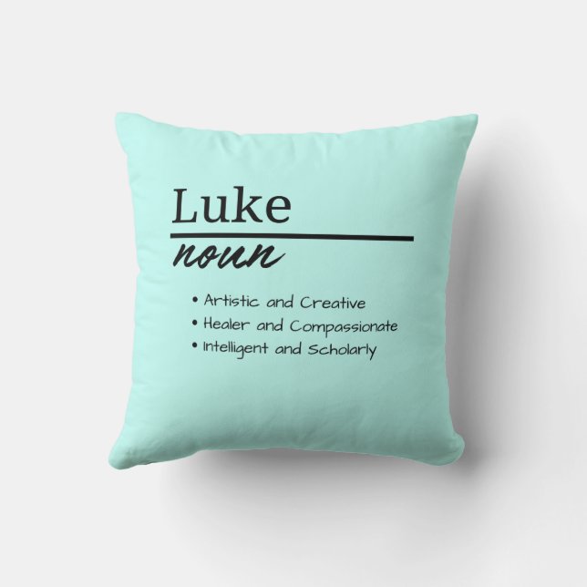 Almofada Luke, Menino Definição de Nome Personalizado (Verso)