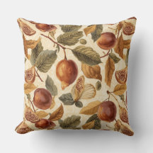Lush Plums & Fig Leaves Throw Pillow | Gilded