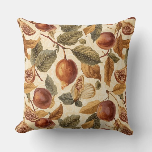 Almofada Lush Plums & Fig Leaves Throw Pillow | Gilded (Frente)