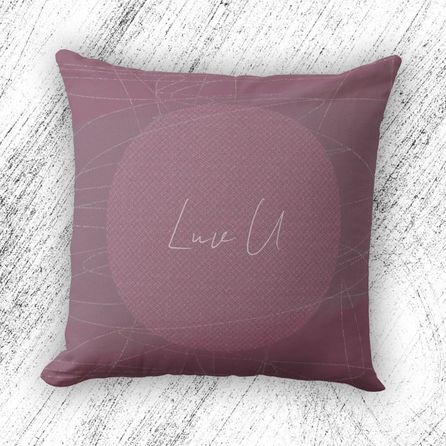 Almofada Luv U - Rosa Trendy Modern Scribled Lines (Luv U - Rose Trendy Modern Scribbled Lines Throw Pillow ©Susanne Sachers - Sunny Mind Design)