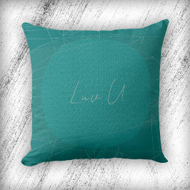Almofada Luv U - Turquesa Moderno Linhas Rabiscadas