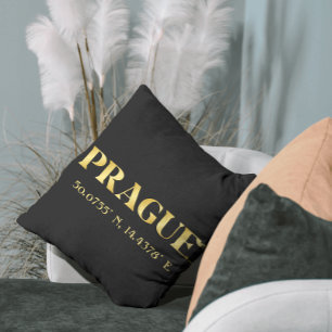Almofada Lux Dourado Latitude & Longitude da Praga