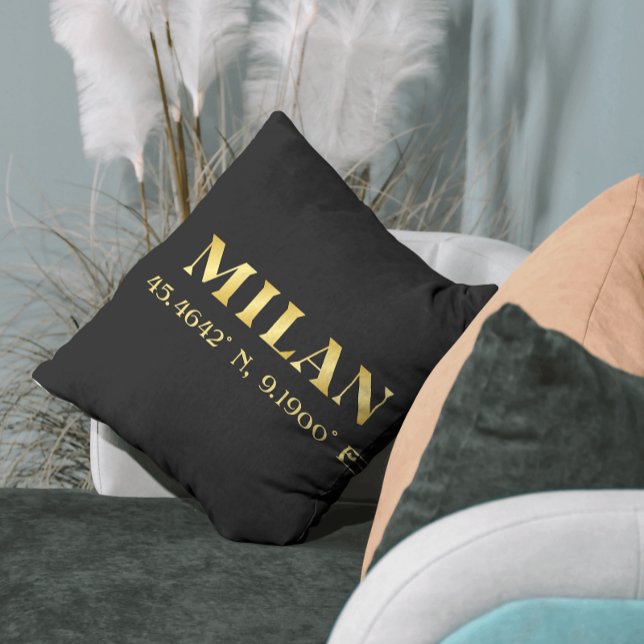 Almofada Lux Dourado Milan Latitude & Longitude Black (Criador carregado)