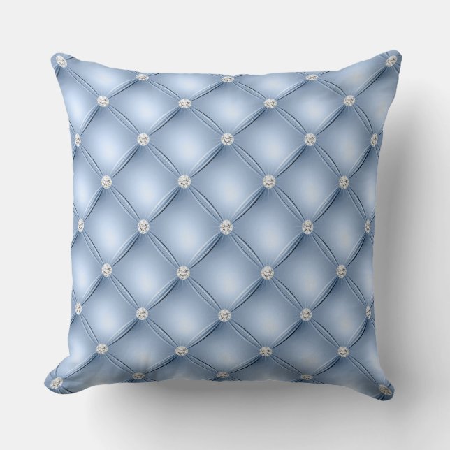 Almofada Luxo Padrão de Tufted Diamante Azul Claro (Frente)
