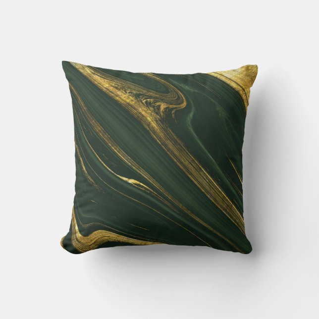 Almofada Luxuoso Onyx Verde: Ouro Marble. (Frente)