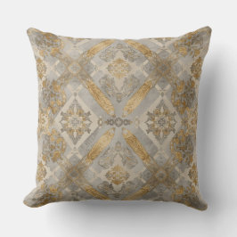 Almofada Luxuoso, Ornamento Bege Cinza Dourado, Elegante