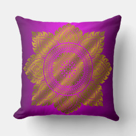 Almofada Luxuoso Travesseiro Mandala Dourado Roxo
