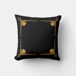Almofada Luxuoso Travesseiro Preto e Dourado Art Déco – Geo