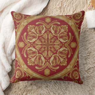 Almofada Luxurious Golden Red Ornate Accent Pillow for Sofa