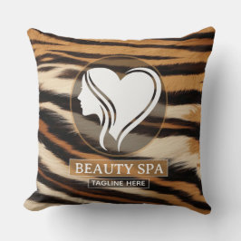 Almofada Luxury Beauty Spa Logo Elegant Tiger Print Salon