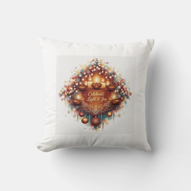 Almofada Luxury Diwali Christmas Fusion Throw Pillow (Frente)
