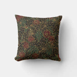 Almofada Luxury Flowers Pattern,Gold Black Red Green