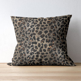 Almofada Luxury Glitter Brown Black Gold Leopard Pattern